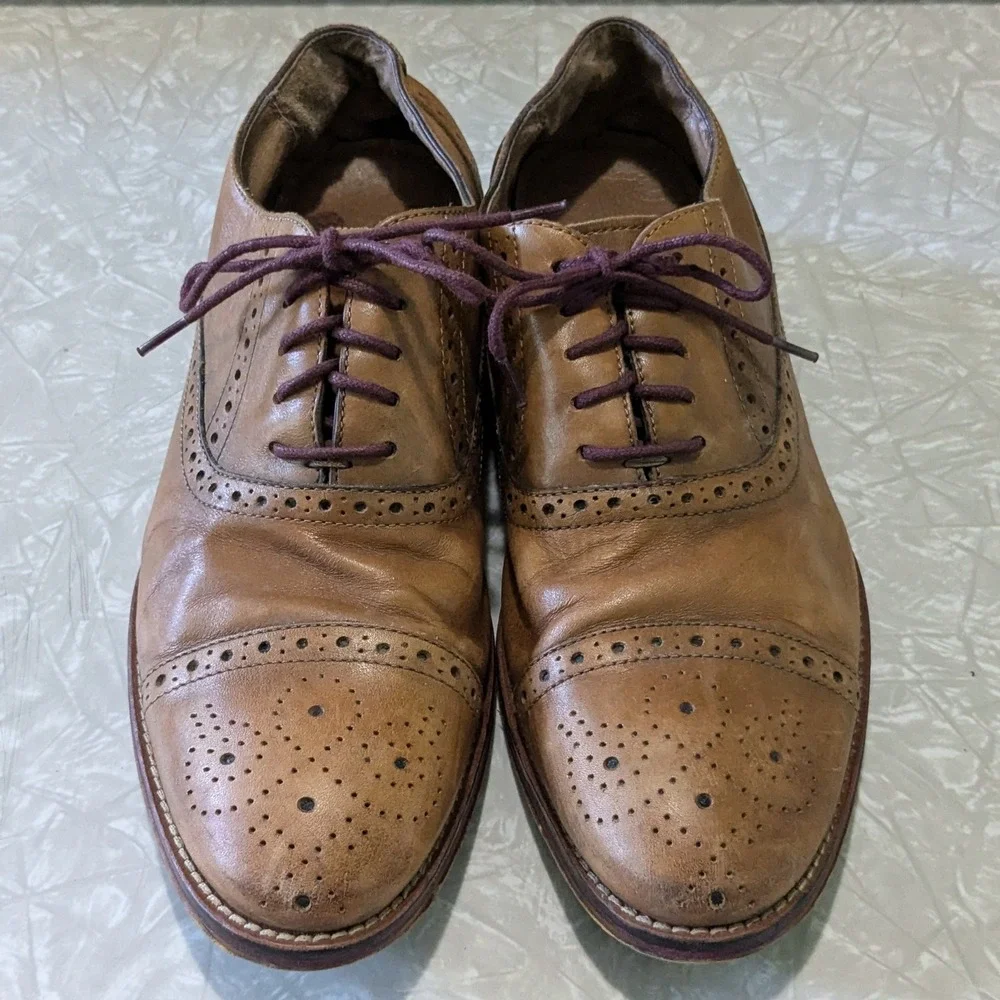 Johnston & Murphy‎ Conard Tan/Brown Leather Brogue Cap Toe Oxfords Size 8.5 M